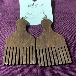 Wooden Hair Pick Earrings